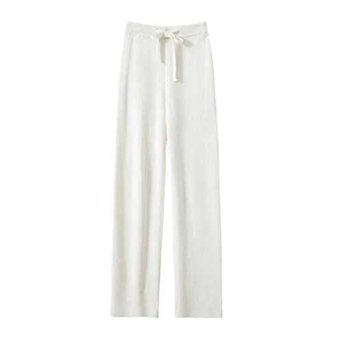 Pantalon chaud épais en tricot Sweejim blanc en taille M pour femme