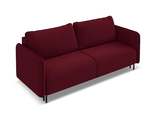Luana 3-Sitzer Sofa mit Schalffunktion in Rot - Schlafsofa mit Bettfunktion aus Samt, modernes Japandi & Skandi Design für Wohnzimmer, Oeko-Tex Zertifiziert 226x92x90 cm, bis 350 kg belastbar – Bild 4