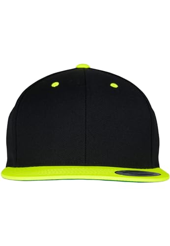 Flexfit Mütze Classic Snapback 2-tone - Gorro, unisex, Multicolor (Blk/Neonyellow), Talla única