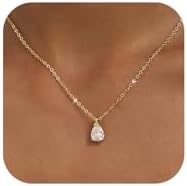 Gold Necklace for Women 14K Gold Plated Dainty Pendant Chain Puff...