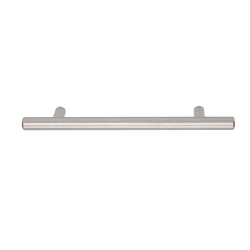 AmazonBasics Euro Bar Cabinet Handle (1/2-inch Diameter), 7.38-inch Length (5-inch Hole Center), Satin Nickel, 10-Pack