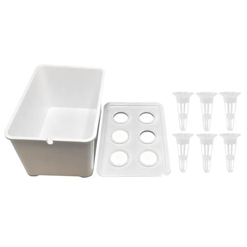 Nixiara Sistema de cultivo hidropónico para interiores, 156 g, kit de caja hidropónica de 6 agujeros, caja de cultivo sin suelo para verduras, flores, frutas, interior, exterior, jardín, invernadero