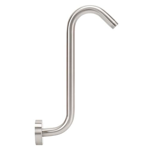 Image of NearMoon S Shaped Shower Head Riser Arm, Shower Extender Arm with Flange, Standard 1 /2 inch Connection- Bathroom Accessory (12 Inch, Brushed Nickel)