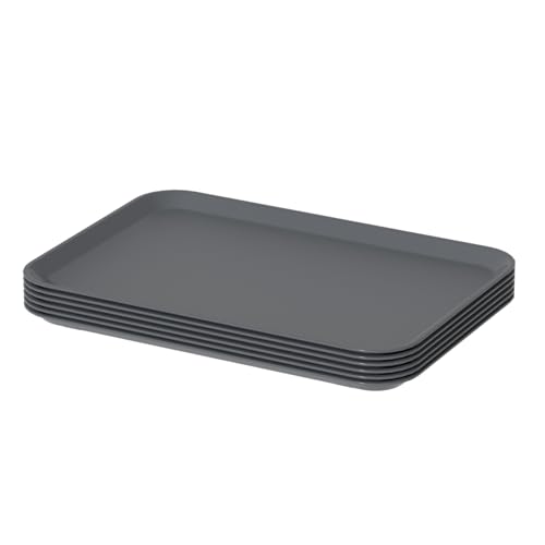 Neadas 6 Packs Extra Large Plastic Trays, 25.3" x 17.7", Rectangular Multi-Purpose Tray, Gray