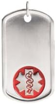American Medical ID Stainless Steel Red Dog Tag 28" Medical ID Necklace