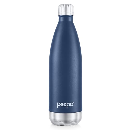 Image of Go24 pexpo Thermo Flask 1 Litre| Hot and Cold Flask | ISI Certified Stainless Steel | 3 Layer Insulation | Leakproof | for Home, Office | 2-Year Warranty | Electro 980ml | Denim Blue
