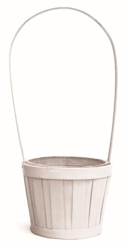 212 Main White Washed Slat Bamboo Basket Planter