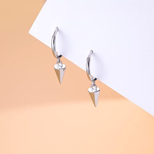 SLUYNZ 925 Sterling Silver Spike Hoop Earrings for Women Teen Girls Geometric Huggie Earrings Dangle4