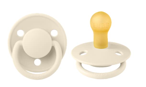 Image of BIBS Pacifiers – De Lux | BPA-Free Natural Rubber Baby Pacifier | Made in Denmark | Set of 2 Soothers (Ivory, 0-6 Months Natural Rubber)