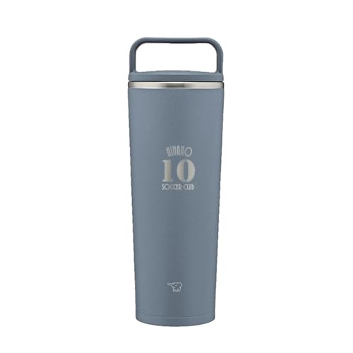 名入れ ステンレス キャリー タンブラー 400ml マークデザイン 持ち運び 保温 保冷 蓋付き 持ち手付き (アーバンブルー)
