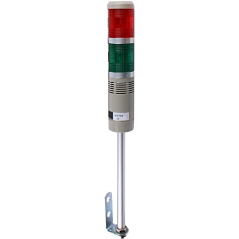 LUBAN Industrial Signal Light, Column LED Alarm Tower Lamp Light Flash Indicator, 2-Layer Stack LED Warning Light with Buzzer for Safety (24V/Sound/Steady ON Light) Cover