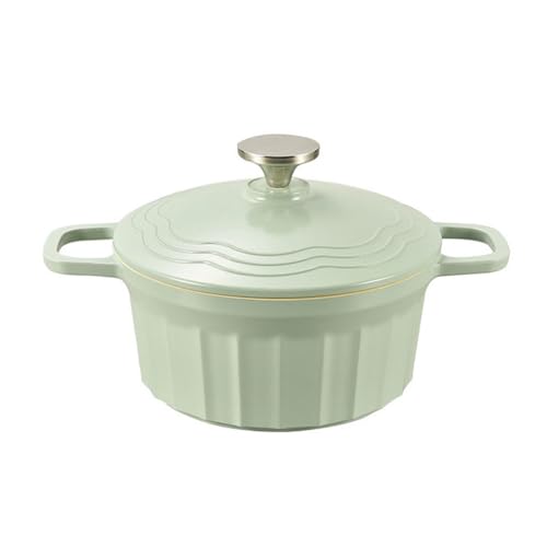 Olla Holandesa Con Tapa, Olla Binaural Esmaltada Multifuncional Antiadherente Con Tapa, Utensilios De Cocina Resistentes Distribución Uniforme Del Calor, Apto Para Inducción Varias(Green)
