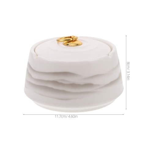 Cendrier céramique blanc avec couvercle anti-odeur intérieur extérieur - 3