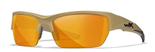 Wiley X WX Valor Tactical Sunglasses Safety Glasses for Men Shatterproof UV Eye Protection for Combat, Shooting and Fishing Matte Tan Frames, Grey, Clear, and Light Rust Lenses, Ballistic Rated