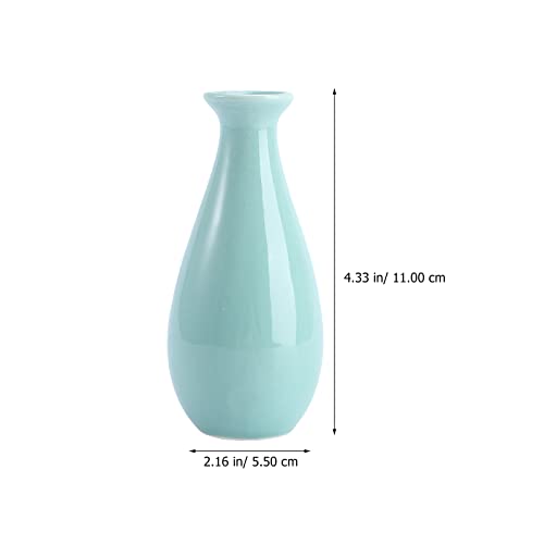 DOITOOL Small Ceramic Vase 4.33 Inch Blue Desktop Flower Vase Decorative Aqua Blue Pot for Home Office Desk Decoration and Hydroponic Plants - Image 2