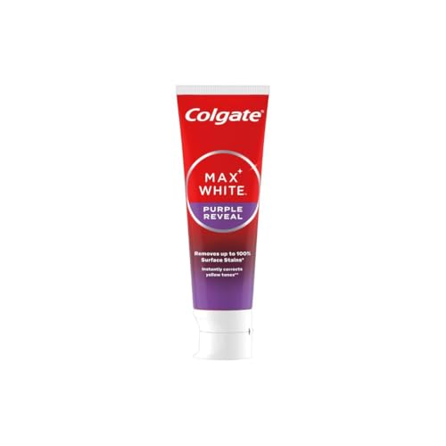 COLGATE - Dentifirice Max White Purple Reveal -Blanchiment dentaire| Révèle des dents plus blanches instantanément* | Dentifrice menthe au fluor | Haleine fraîche | 75 ml