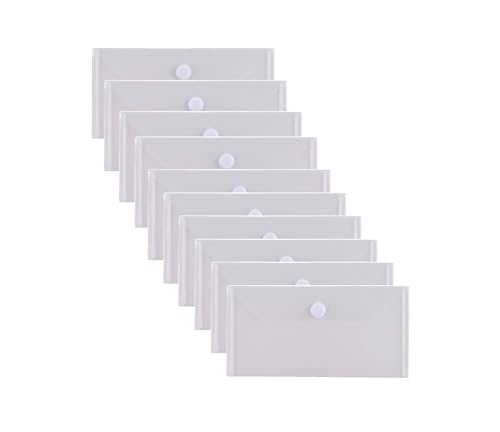 YESSART Envelopes de plástico transparente nº 10, 5 x 25, porta-notas de dinheiro, pacote com 10, fe