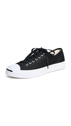 Converse Jack Purcell Canvas Sneakers, Black/White/Black, 10.5 US Women/9 US Men