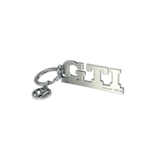 BRISA VW Collection - Volkswagen Metall Schlüssel-Anhänger-Ring Schlüsselbund-Accessoire Keyholder im GTI Design (Schriftzug Silber)