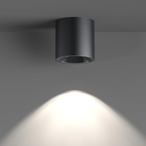 Image of JAYMP Modern LED Ceiling Light 4000K Dimmable 24W COB Black Surface Mount Cylinder Accent Down Light for Living Room Hallway Laundry Room