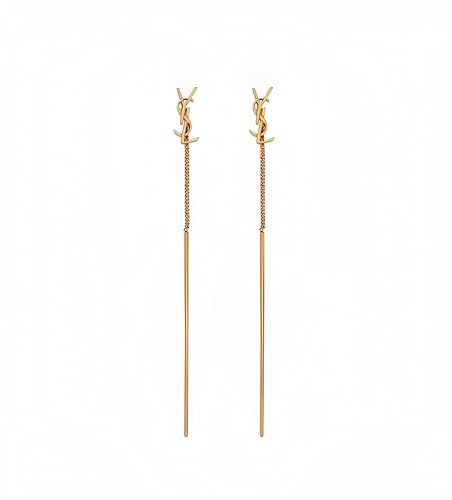 18K Gold Plated Letter Threader Earrings for Women, Dainty Long Chain Tassel Drop Earrings, Elegant Jewelry for Wedding, Party & Everyday Wear