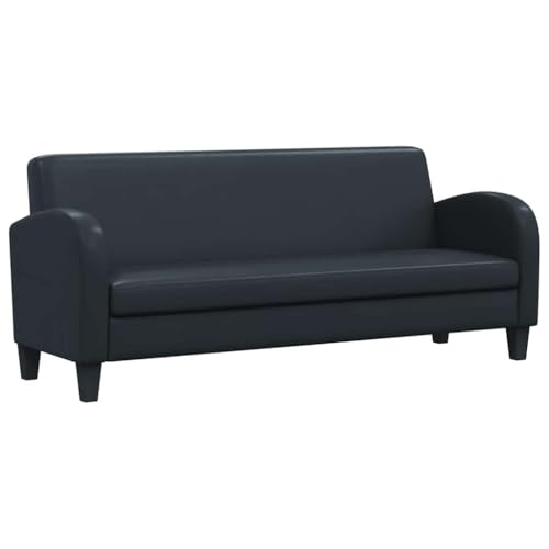 vidaXL Sofá 3 Plazas Cuero Artificial Negro Asiento Silla Sillón Mueble Salón