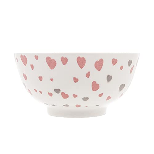 Bowl de Porcelana Heart Cinza e Rosa 15cm x 7,5cm - Lyor