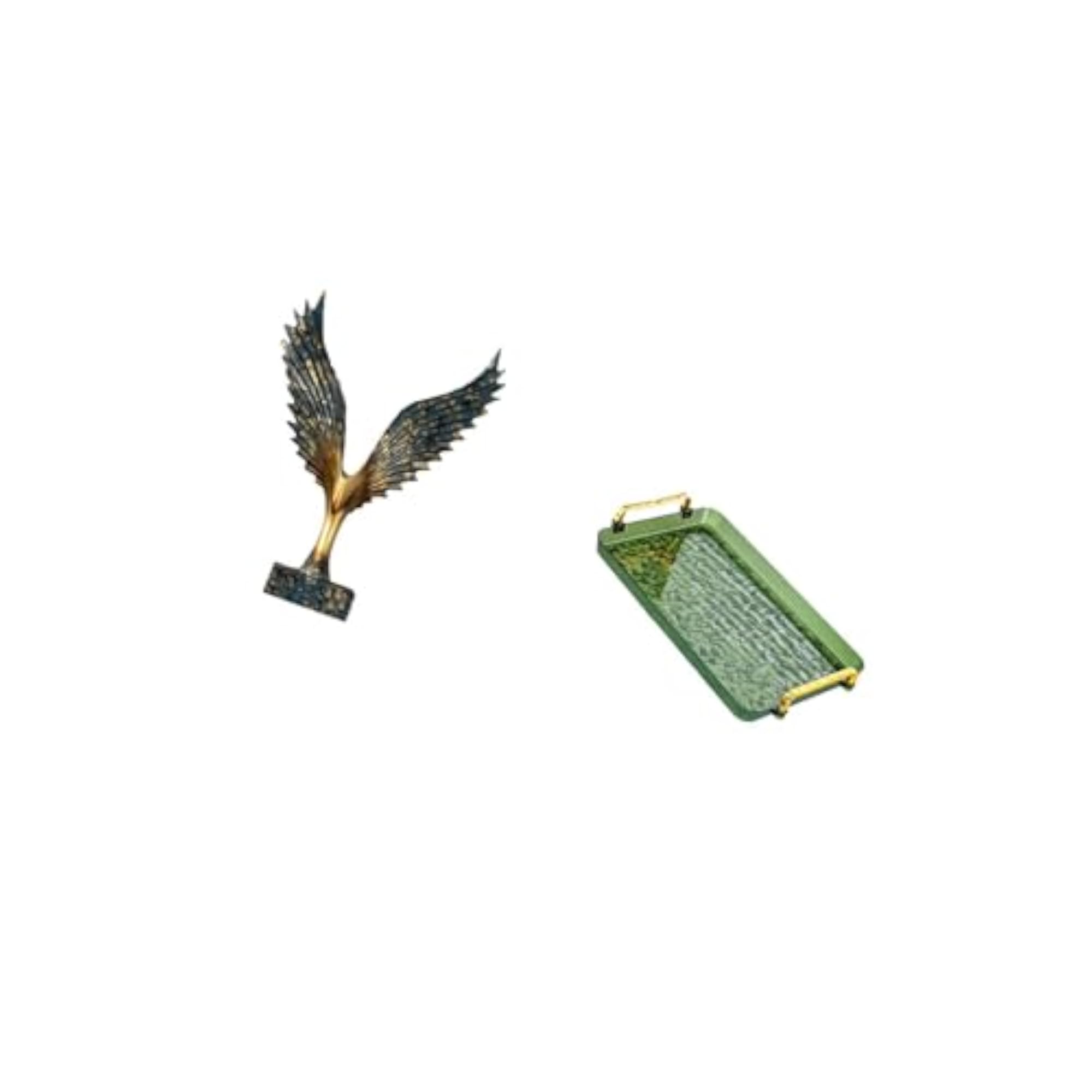 Feng Shui Wing Statue Sculpture, Decorative Serving Tray