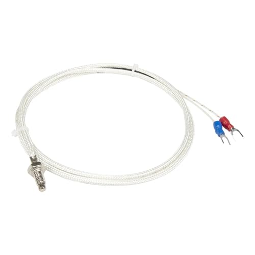 Sensor termopar tipo K M8 y cable de 1m trenzado en fibra de vidrio para control térmico