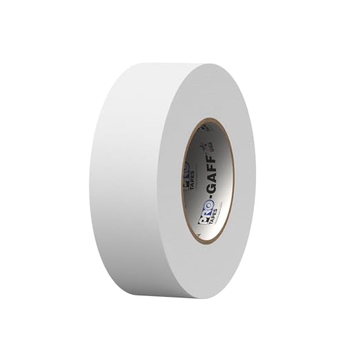 ProTapes 840178015976 Pro Gaff Premium Matte Cloth Gaffers Tape with Rubber Adhesive, 11 mil Thick, 55 yd. Length, 2" Width, White