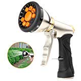 Garden Hose Nozzle Sprayer,Heavy Duty Metal Spray Nozzle 9 Adjustable Watering Patterns,Anti Leak Pressure Pistol Grip Trigger Water Nozzle Best for Hand Watering，Plants,Lawn,Car&Pets Washing.
