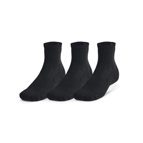 Under Armour Unisex Training Cotton Quarter Socks 3 Pack, 001 BLACK, LG - image 1