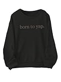 SOLY HUX Girl's Graphic Sweatshirt Letter Print Crewneck Drop Shoulder Long Sleeve Casual Fall Pullover Tops Black Letter 12Y