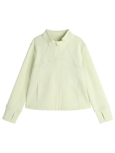 Image of 2026 Premium Girls Zip Up Athletic Jacket, Raglan Sleeves Winter Coat with Thumb Holes & Front Pockets