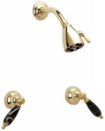 Phylrich K3158C_047 - Carrara Two Handle Shower Set, Black Marble Lever Handles