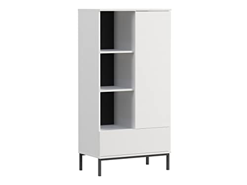 Nitho NH03 R70 - Estantería universal con puerta y cajón, estantería para libros, armario alto con placas insertables, armario para salón (blanco)