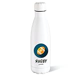 Botella de agua isotérmica Rugby Sport 500 ml acero botella reutilizable ecológica de mantenimiento caliente/frío 12 h. Idea regalo original humor hombre mujer niño amigo útil cumpleaños Navidad