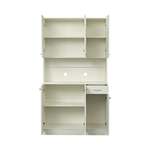 Bbsj 70.87" Mdf Tall Closet And Kitchen Cabinet With 6 Doors, 1 Shelf And 1 Drawer White #TOP4