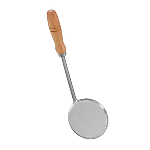 Zerodeko Stainless Steel Frying Spoon Wooden Handle Flat Skimmer for Frying Rice Crusts Shrimp Cakes and More Cooking Utensil Food-grade Material for Kitchen Use