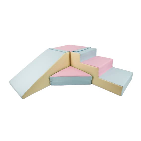 Step & Slide Soft Play Kingdom Foam Set Equipment (4. Pastel Blue, Pink & Yellow) — image 1