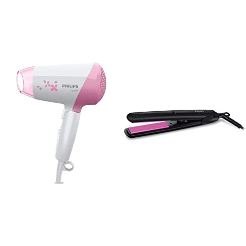 Image of Philips Dryer (HP8120 /00) & Straightener (HP8302) Combo, 1200 Watts, Pink
