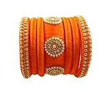 Yaalz Seidenfaden Designer Stilvolle Fancy Festival Wear Hochzeit Chuda Kundan Stein Armreif Set für Frauen Mädchen, 2.2, Seide, Stein