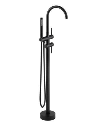 Freestanding Bathtub Faucet, Floor Mount Tub Filler with Handheld Sprayer