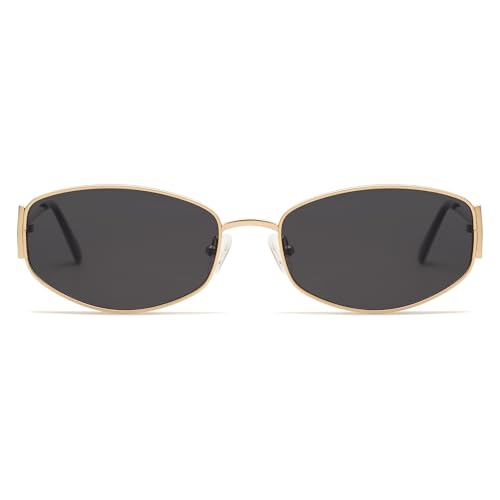 Retro Oval Sunglasses For Women Men Hexagonal Rectangle Metal Frame Sun Glasses AP3625
