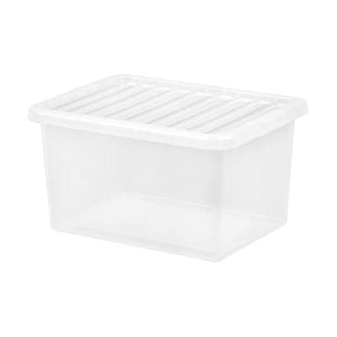 Matangi Plus Large Plastic Storage Box With Lids | 25L, 32L, 37L, 45L And 80L Crystal Clear Storage Container | Stackable and Nestable, Transparent Containers for Home and Office (25 Litre) Cover