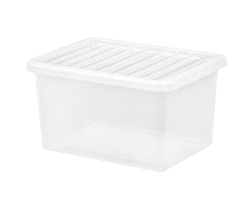 JMS we create smile [Pack of 5] Home Office Clear Plastic Stackable Storage Boxes & Lids (25 Litre)