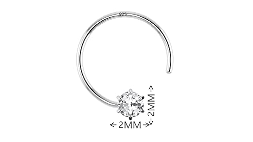 Image of SJ SHUBHAM JEWELLERS 92.5-925 Sterling Silver Round Shape White Cubic Zirconia Prong /Cup Setting Nose Pin Stud for Women Girls Size 2MM 3MM Size Pure Silver