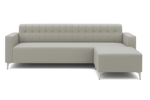 Image of SOCOZI Antonia 5 Seater L Shape Sofa Set with Movable Ottoman | Flexible Layout | Soft Velvet Suede Fabric | Modern Design | Plush Comfort Cushions for Living Room (Light Grey)