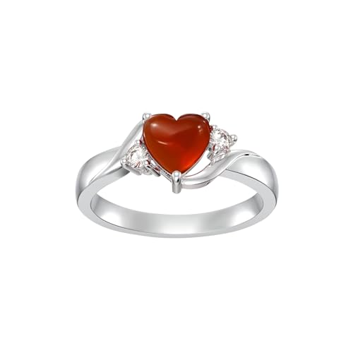 Anillo de plata de ley 925 para mujer, anillo de plata de ley 925 con piedra natal de enero, anillo rojo natural, anillo de cristal rojo, anillo de promesa de cumpleaños, joyas, regalos para mujeres,
