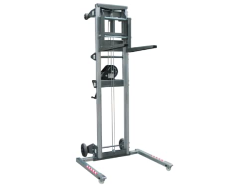 CARRETILLA ELEVADORA MANUAL DE ALUMINIO. Altura máxima: 3.67 metros y Carga máxima elevable 160 kilos.